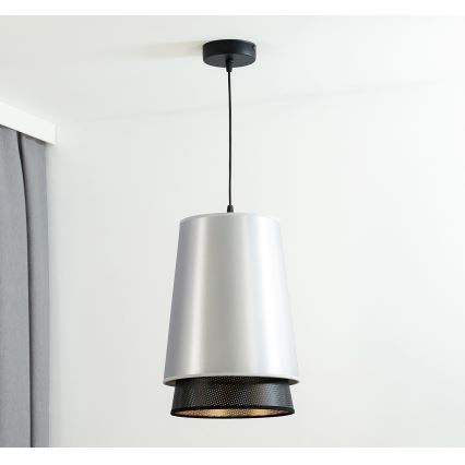 Duolla - Lámpara colgante BELL SHINY 1xE27/15W/230V diá. 25 cm plata/negro