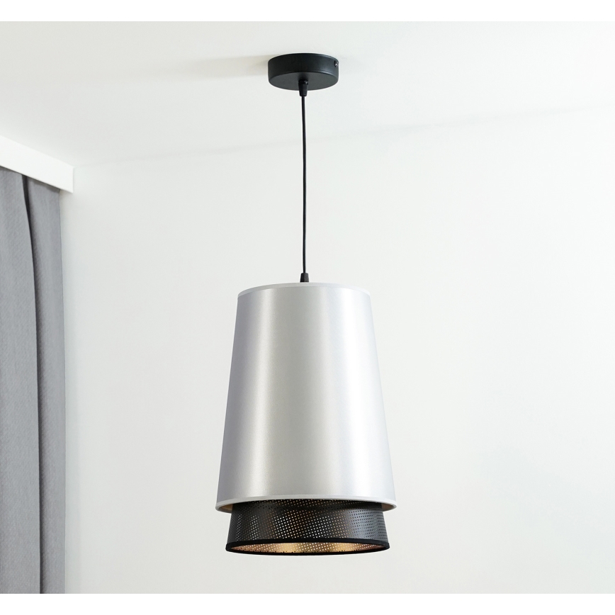 Duolla - Lámpara colgante BELL SHINY 1xE27/15W/230V diá. 25 cm plata/negro