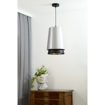 Duolla - Lámpara colgante BELL SHINY 1xE27/15W/230V diá. 25 cm plata/negro