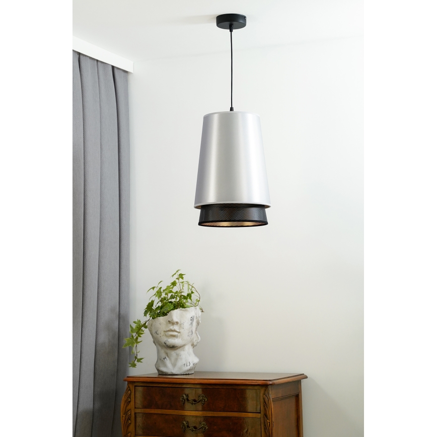 Duolla - Lámpara colgante BELL SHINY 1xE27/15W/230V diá. 25 cm plata/negro