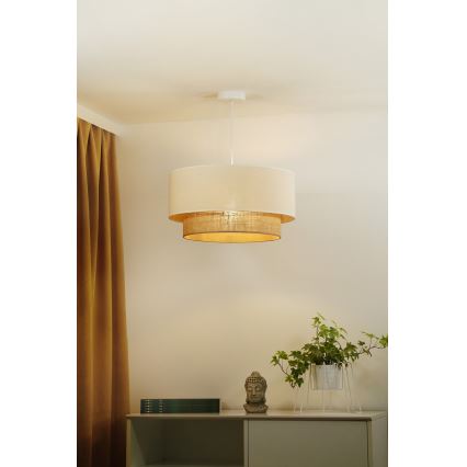 Duolla - Lámpara colgante BOHO 1xE27/15W/230V beige/marrón