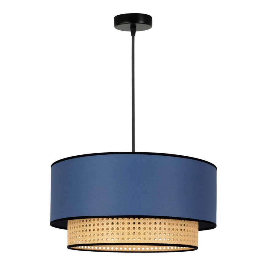 Duolla - Lámpara colgante BOHO 1xE27/15W/230V diá. 45 cm azul/ratán