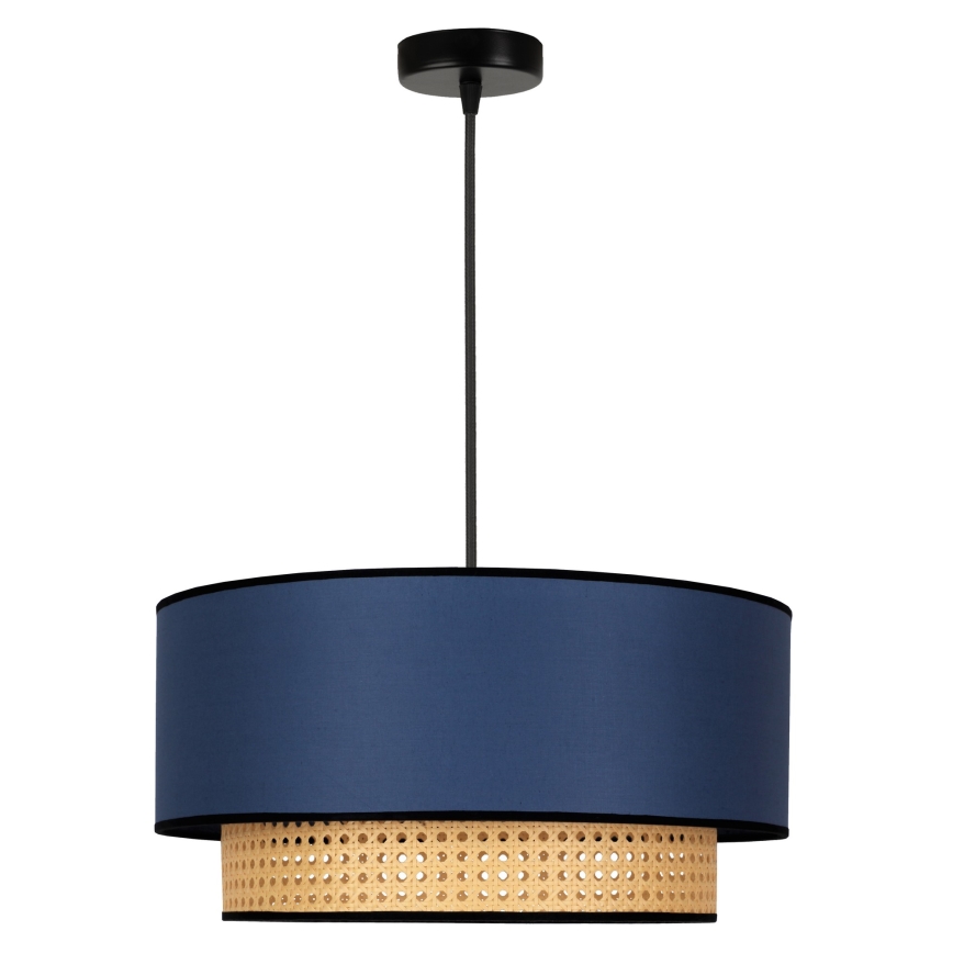 Duolla - Lámpara colgante BOHO 1xE27/15W/230V diá. 45 cm azul/ratán