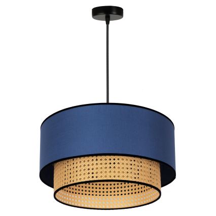 Duolla - Lámpara colgante BOHO 1xE27/15W/230V diá. 45 cm azul/ratán