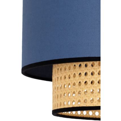 Duolla - Lámpara colgante BOHO 1xE27/15W/230V diá. 45 cm azul/ratán