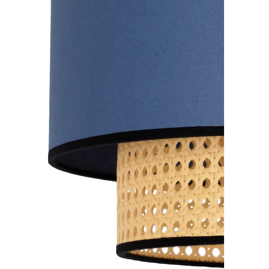 Duolla - Lámpara colgante BOHO 1xE27/15W/230V diá. 45 cm azul/ratán