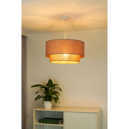 Duolla - Lámpara colgante BOHO 1xE27/15W/230V diá. 45 cm beige/marrón