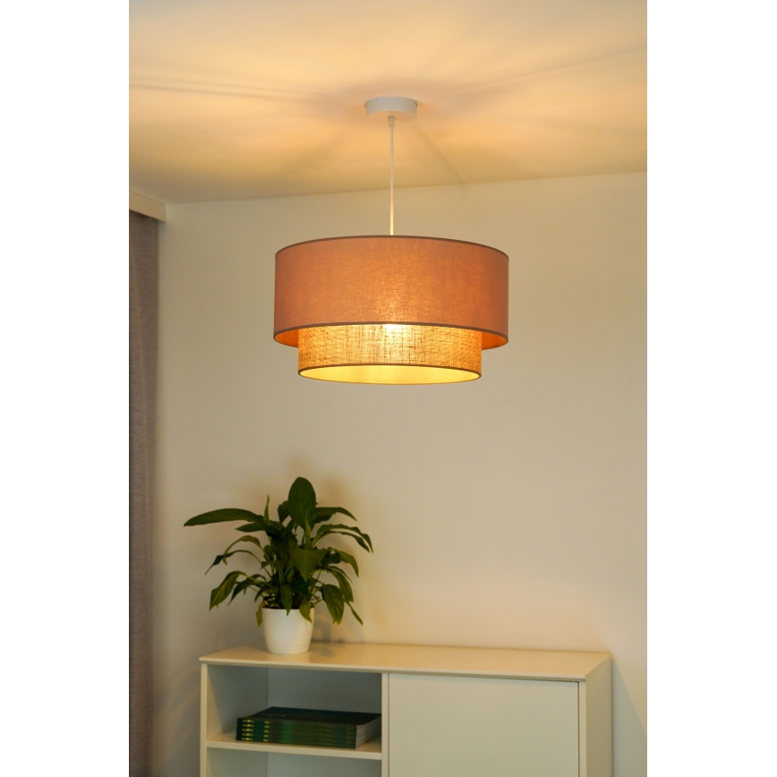 Duolla - Lámpara colgante BOHO 1xE27/15W/230V diá. 45 cm beige/marrón