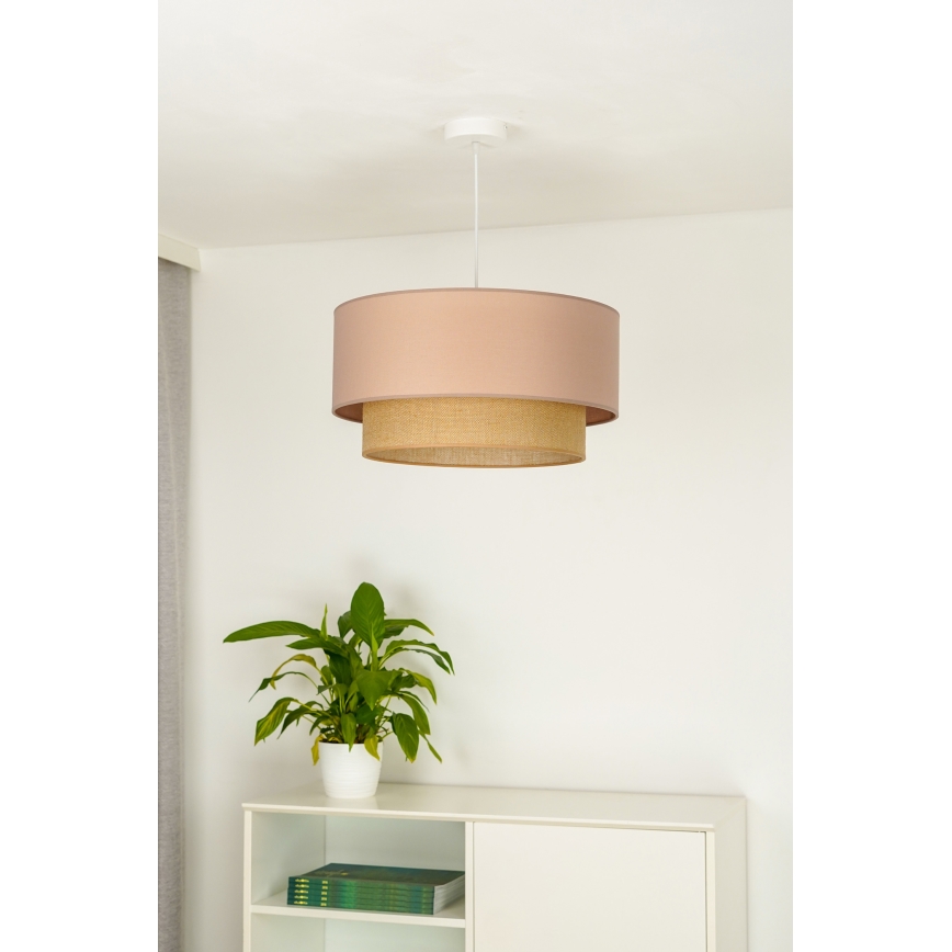 Duolla - Lámpara colgante BOHO 1xE27/15W/230V diá. 45 cm beige/marrón
