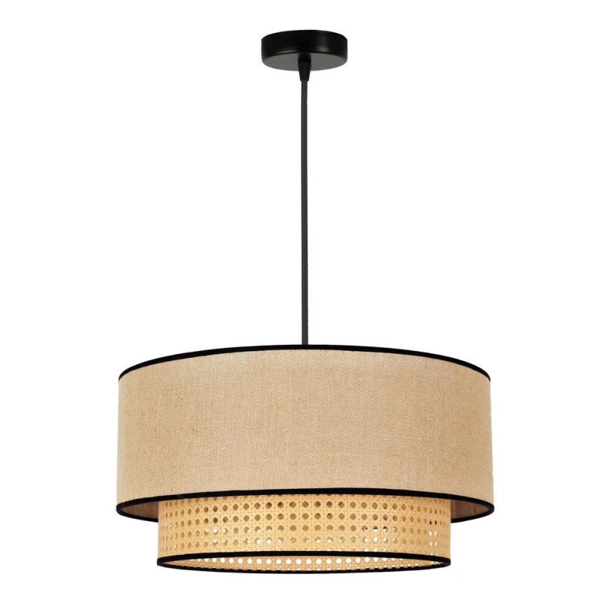 Duolla - Lámpara colgante BOHO 1xE27/15W/230V diá. 45 cm beige/ratán