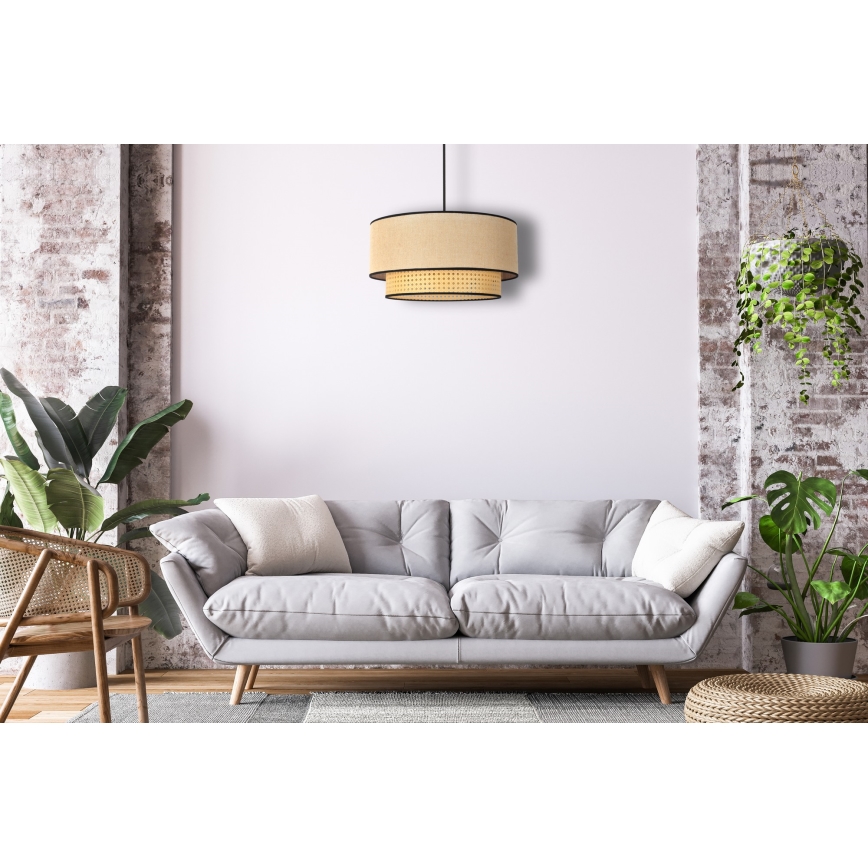 Duolla - Lámpara colgante BOHO 1xE27/15W/230V diá. 45 cm beige/ratán