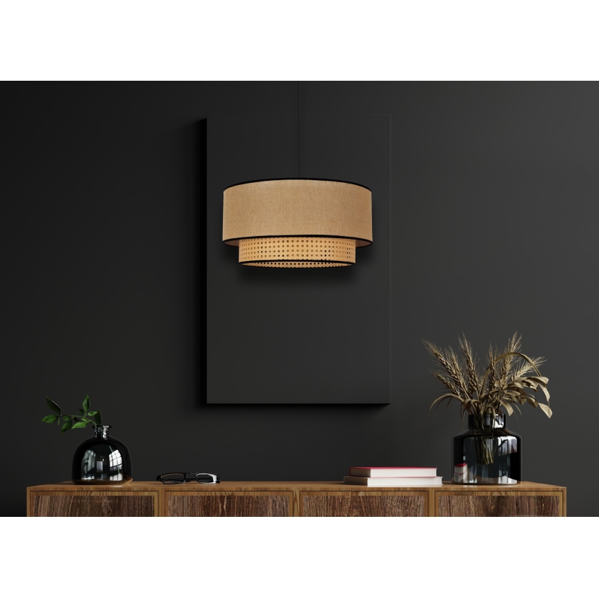 Duolla - Lámpara colgante BOHO 1xE27/15W/230V diá. 45 cm beige/ratán