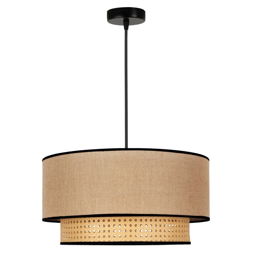 Duolla - Lámpara colgante BOHO 1xE27/15W/230V diá. 45 cm beige/ratán