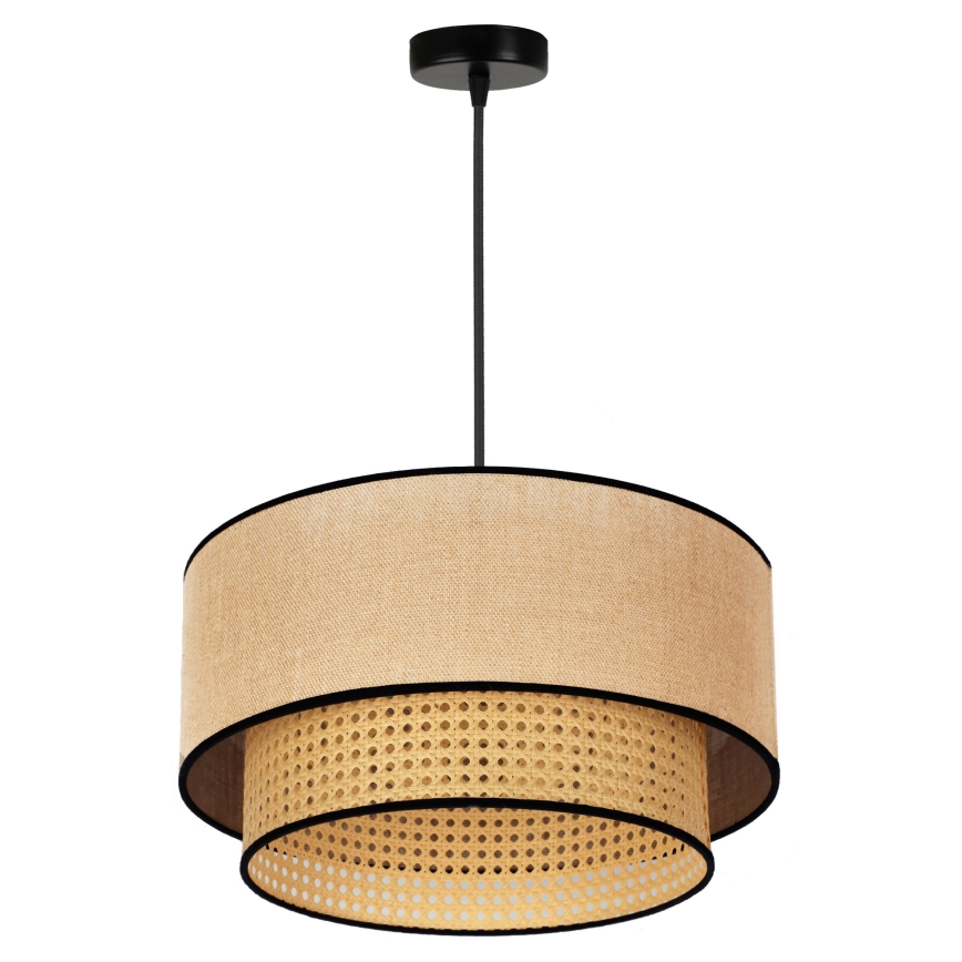 Duolla - Lámpara colgante BOHO 1xE27/15W/230V diá. 45 cm beige/ratán