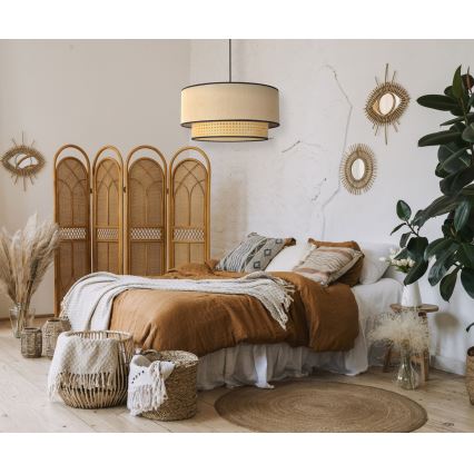 Duolla - Lámpara colgante BOHO 1xE27/15W/230V diá. 45 cm beige/ratán