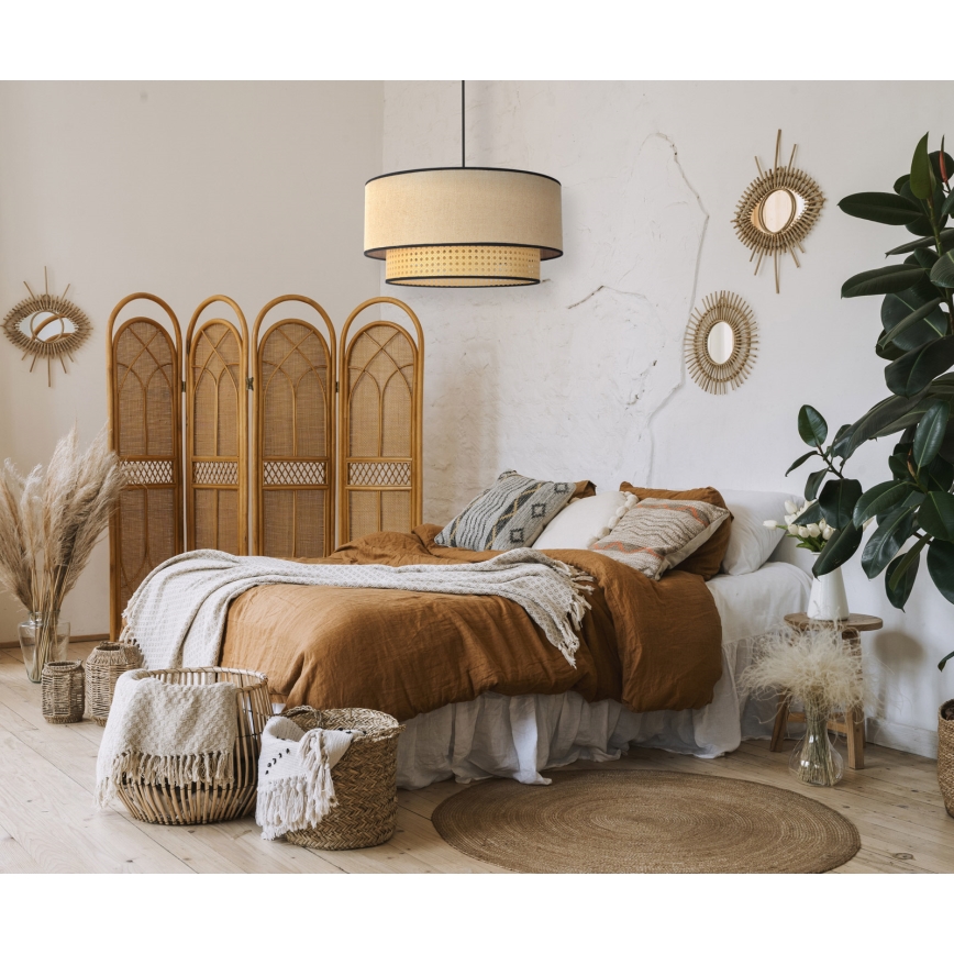 Duolla - Lámpara colgante BOHO 1xE27/15W/230V diá. 45 cm beige/ratán