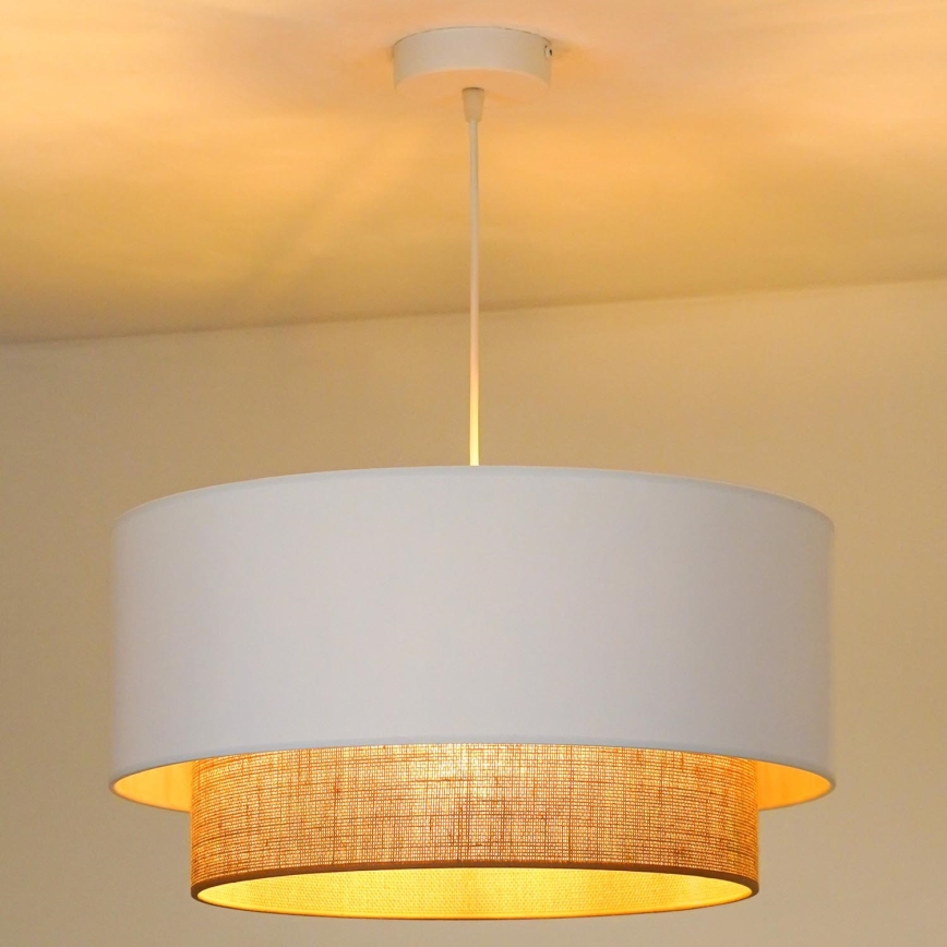 Duolla - Lámpara colgante BOHO 1xE27/15W/230V diá. 45 cm blanco/marrón