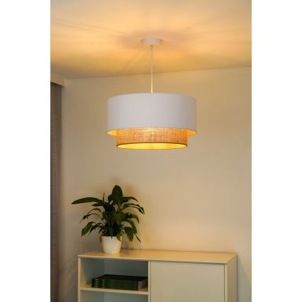 Duolla - Lámpara colgante BOHO 1xE27/15W/230V diá. 45 cm blanco/marrón