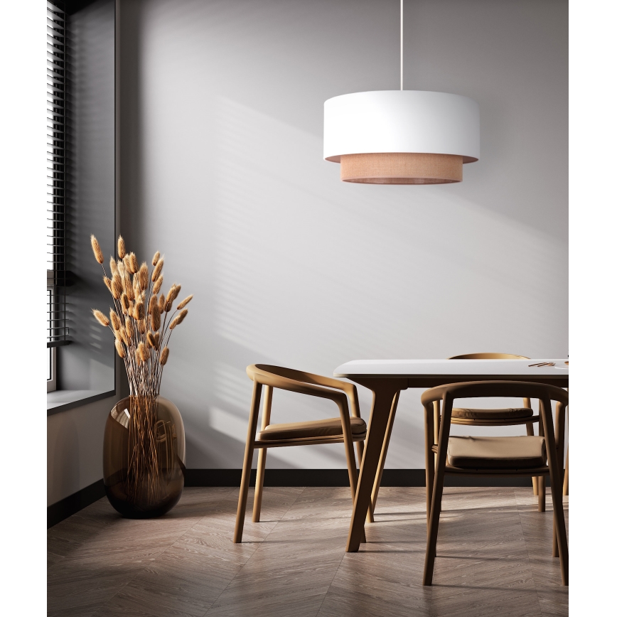 Duolla - Lámpara colgante BOHO 1xE27/15W/230V diá. 45 cm blanco/marrón