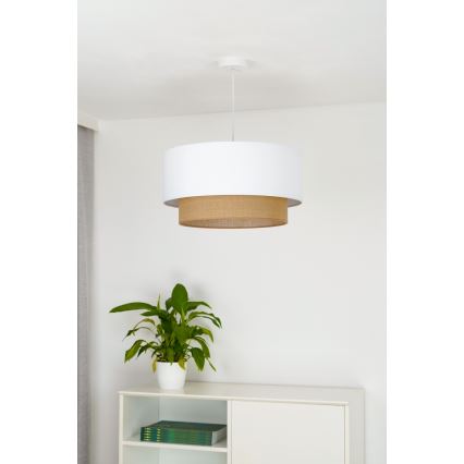 Duolla - Lámpara colgante BOHO 1xE27/15W/230V diá. 45 cm blanco/marrón