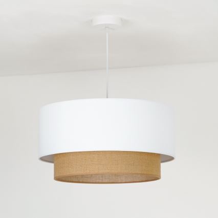 Duolla - Lámpara colgante BOHO 1xE27/15W/230V diá. 45 cm blanco/marrón