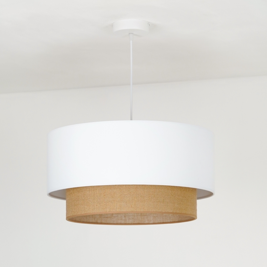 Duolla - Lámpara colgante BOHO 1xE27/15W/230V diá. 45 cm blanco/marrón