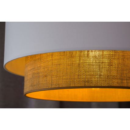 Duolla - Lámpara colgante BOHO 1xE27/15W/230V diá. 45 cm blanco/marrón