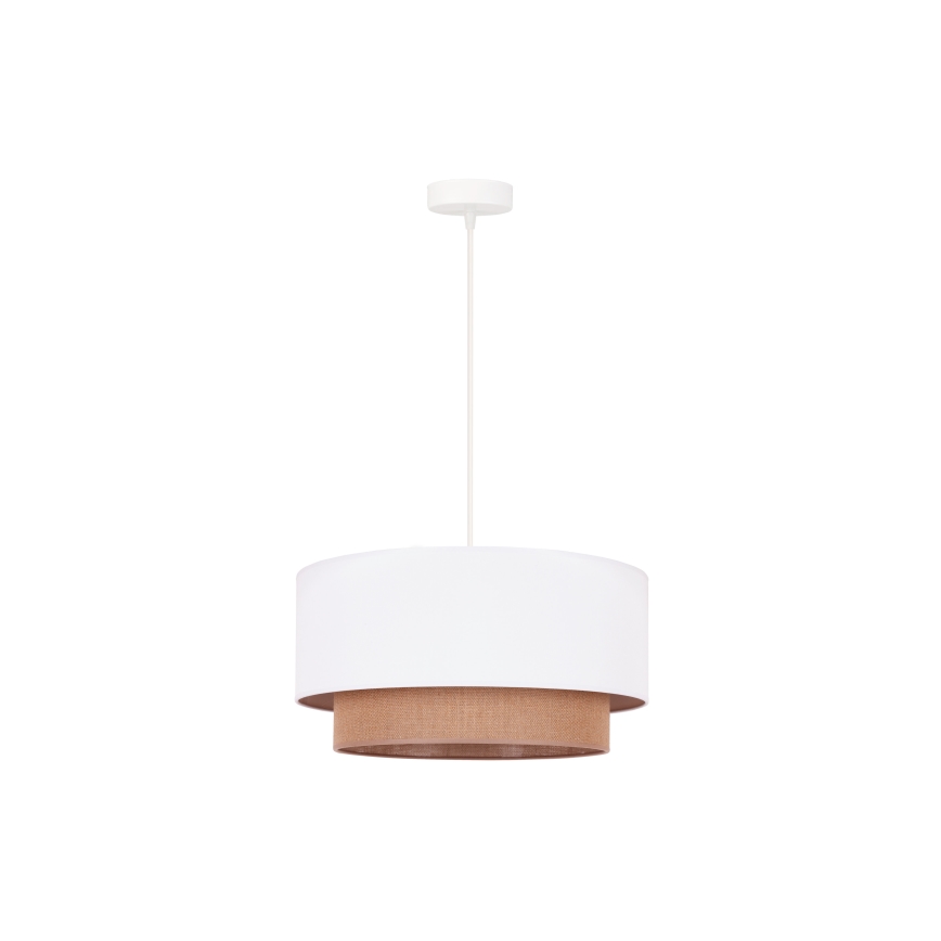 Duolla - Lámpara colgante BOHO 1xE27/15W/230V diá. 45 cm blanco/marrón