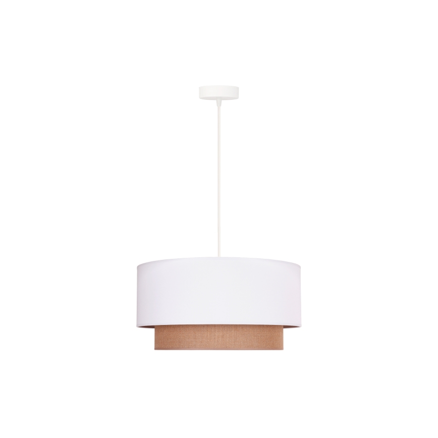 Duolla - Lámpara colgante BOHO 1xE27/15W/230V diá. 45 cm blanco/marrón