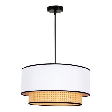 Duolla - Lámpara colgante BOHO 1xE27/15W/230V diá. 45 cm blanco/ratán