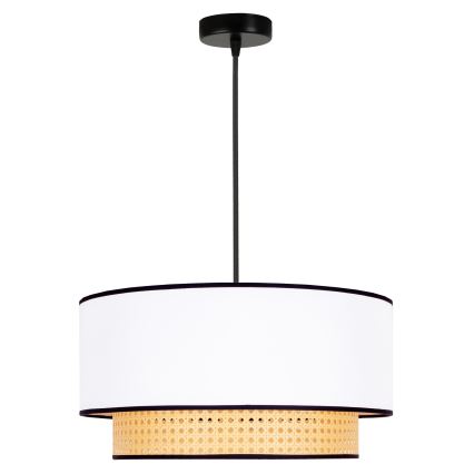 Duolla - Lámpara colgante BOHO 1xE27/15W/230V diá. 45 cm blanco/ratán