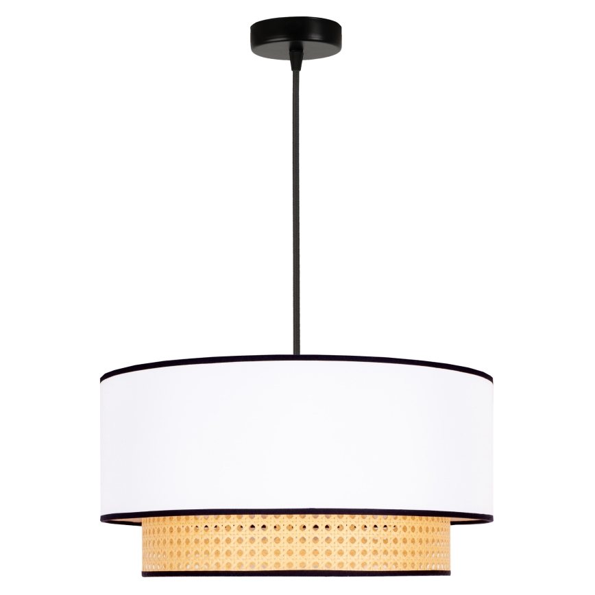 Duolla - Lámpara colgante BOHO 1xE27/15W/230V diá. 45 cm blanco/ratán