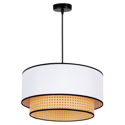 Duolla - Lámpara colgante BOHO 1xE27/15W/230V diá. 45 cm blanco/ratán