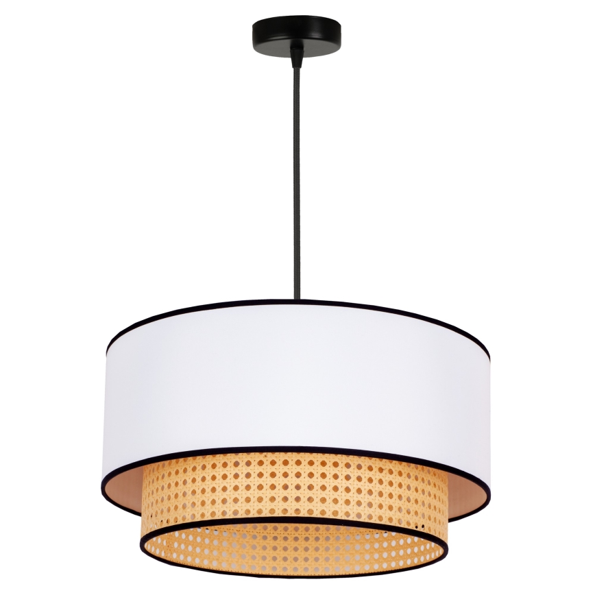 Duolla - Lámpara colgante BOHO 1xE27/15W/230V diá. 45 cm blanco/ratán