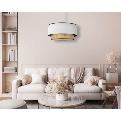 Duolla - Lámpara colgante BOHO 1xE27/15W/230V diá. 45 cm blanco/ratán