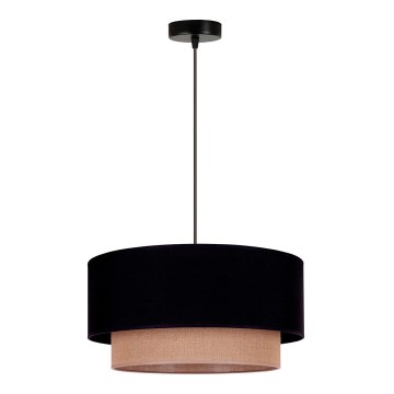 Duolla - Lámpara colgante BOHO 1xE27/15W/230V diá. 45 cm negro/marrón