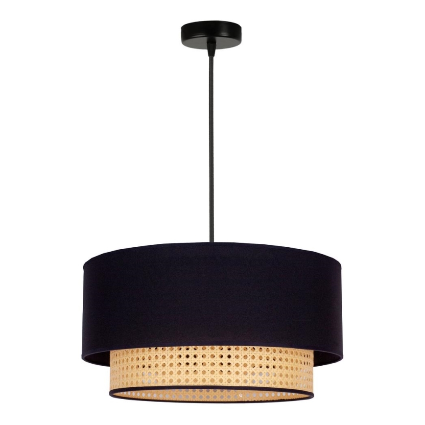 Duolla - Lámpara colgante BOHO 1xE27/15W/230V diá. 45 cm negro/ratán