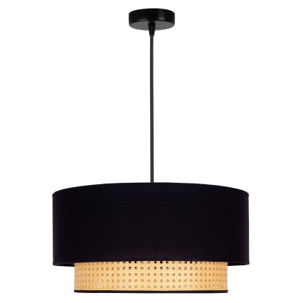 Duolla - Lámpara colgante BOHO 1xE27/15W/230V diá. 45 cm negro/ratán