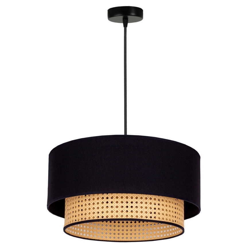 Duolla - Lámpara colgante BOHO 1xE27/15W/230V diá. 45 cm negro/ratán
