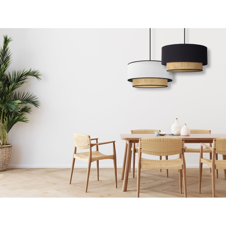 Duolla - Lámpara colgante BOHO 1xE27/15W/230V diá. 45 cm negro/ratán