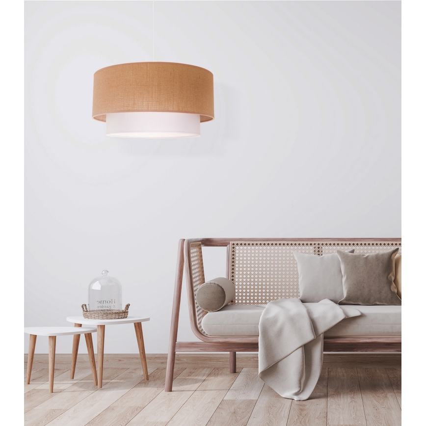 Duolla - Lámpara colgante BOHO 1xE27/40W/230V diá. 45 cm beige/blanco