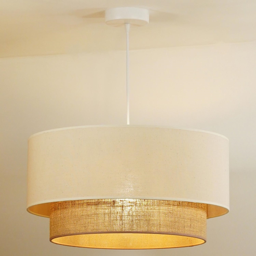 Duolla - Lámpara colgante BOHO 1xE27/40W/230V diá. 45 cm color crema/marrón