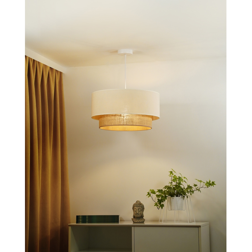 Duolla - Lámpara colgante BOHO 1xE27/40W/230V diá. 45 cm color crema/marrón