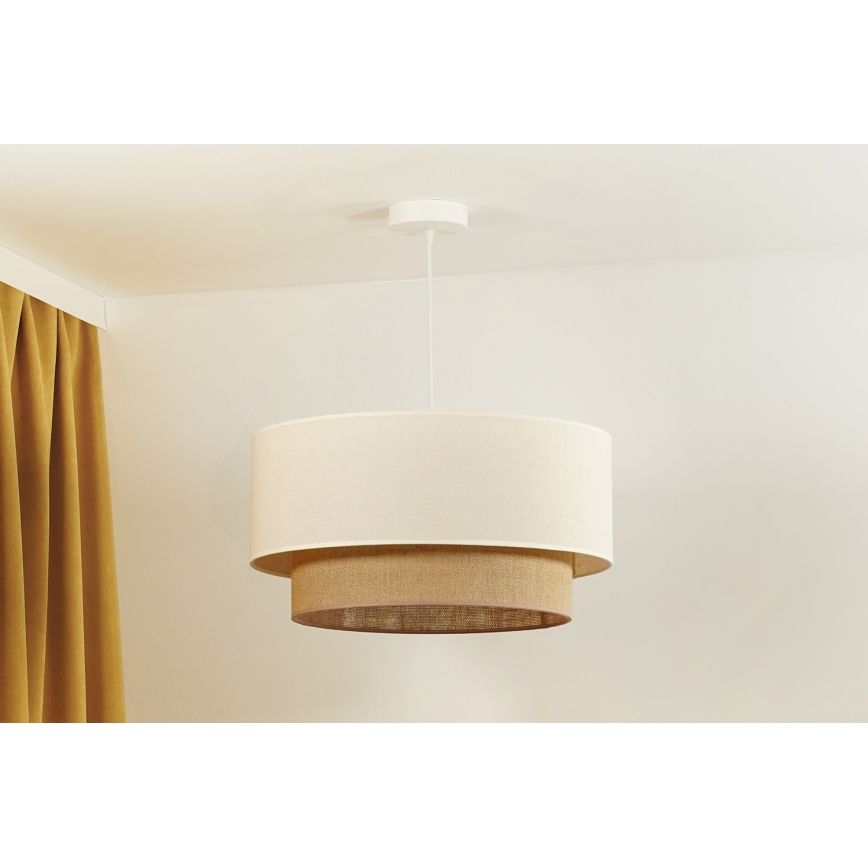 Duolla - Lámpara colgante BOHO 1xE27/40W/230V diá. 45 cm color crema/marrón