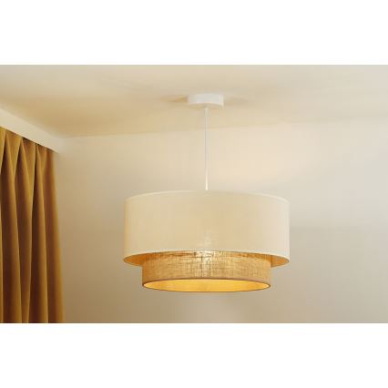 Duolla - Lámpara colgante BOHO 1xE27/40W/230V diá. 45 cm color crema/marrón
