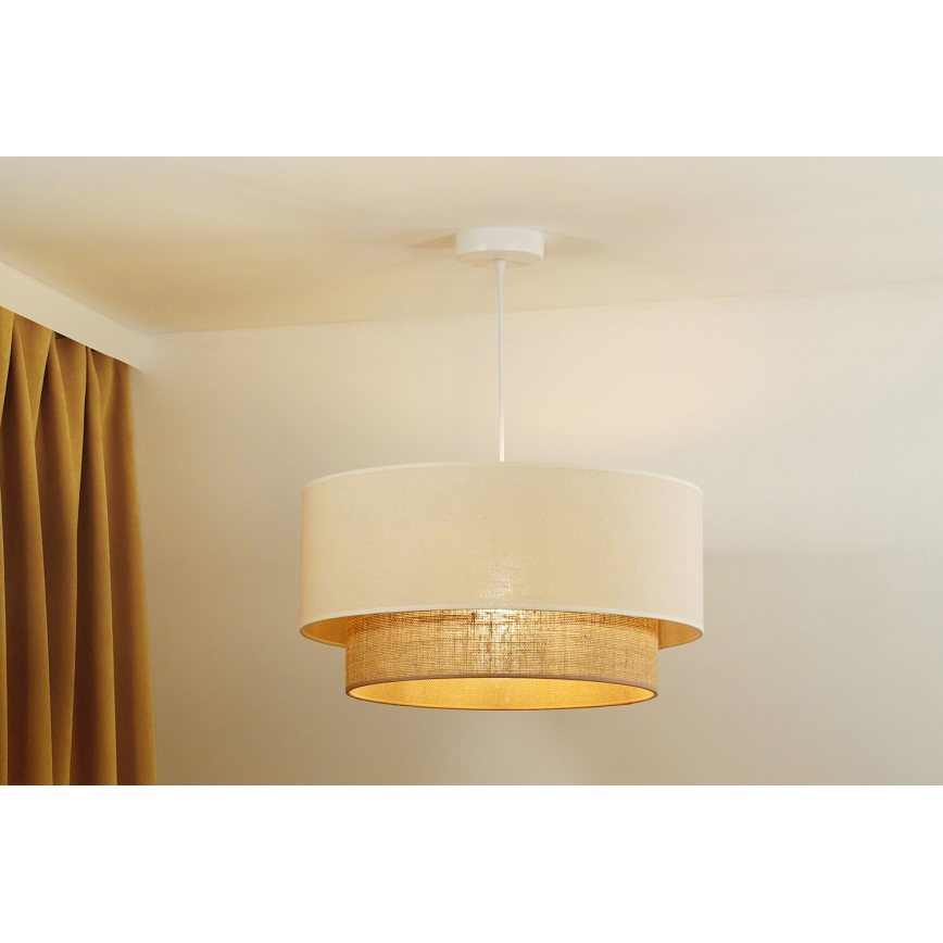 Duolla - Lámpara colgante BOHO 1xE27/40W/230V diá. 45 cm color crema/marrón
