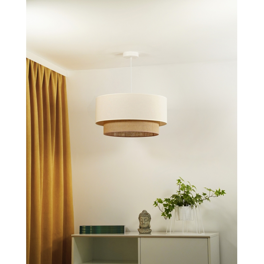 Duolla - Lámpara colgante BOHO 1xE27/40W/230V diá. 45 cm color crema/marrón