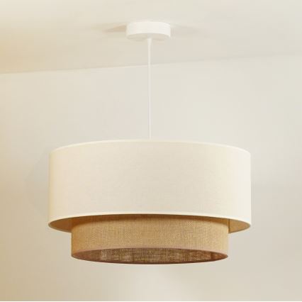 Duolla - Lámpara colgante BOHO 1xE27/40W/230V diá. 45 cm color crema/marrón