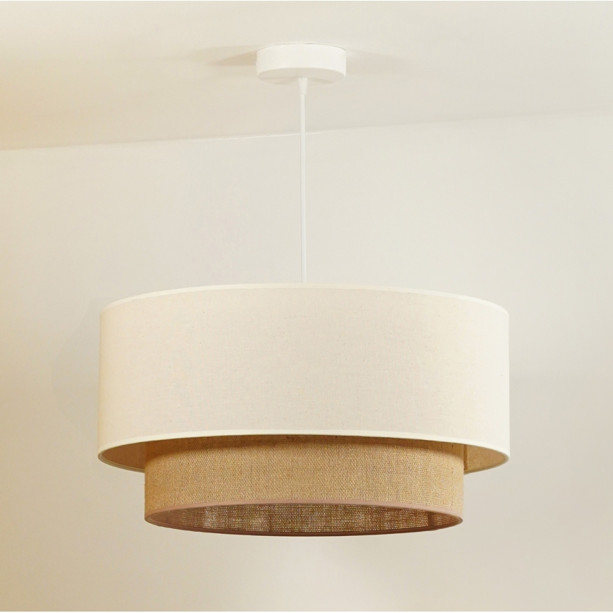 Duolla - Lámpara colgante BOHO 1xE27/40W/230V diá. 45 cm color crema/marrón