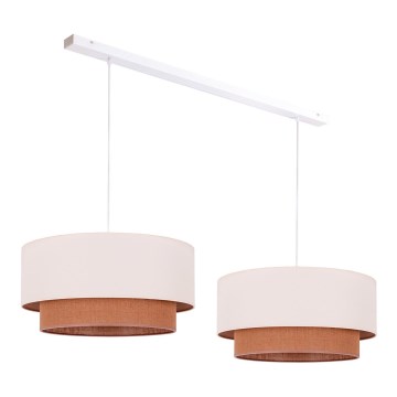 Duolla - Lámpara colgante BOHO 2xE27/15W/230V beige/marrón